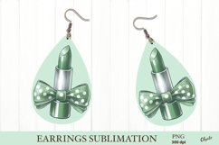 Green Lipstick with Bow Earring PNG. Lipstick Coquette PNG Product Image 1
