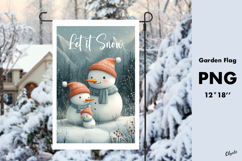 Watercolor Family Snowman Garden Flag Sublimation PNG Product Image 1