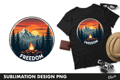 Mountains Forest Round Sublimation PNG Product Image 1