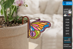 Stained Glass Style Plant Pot Clip Laser Cut | Garden Decor Product Image 1