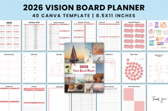 Editable 2026 Vision Board Planner For Canva KDP Interior Product Image 1