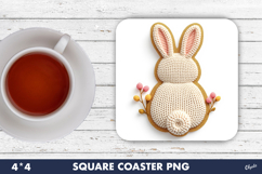 Easter Coaster Sublimation PNG, Bunny Easter PNG Product Image 1