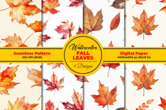 Watercolor Fall Leaves Seamless Pattern and Digital Paper Product Image 1