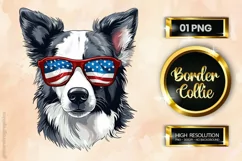 Border Collie Dog | Patriotic Clipart | 4th of July Product Image 1