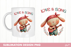 Hippie Valentine Sublimation. Whimsical Hippie Animal PNG Product Image 1