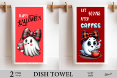 Halloween Dish Towel Sublimation PNG, Ghost PNG Product Image 1