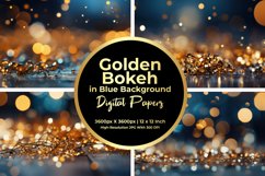 Golden Bokeh in Blue Background Digital Paper Product Image 1