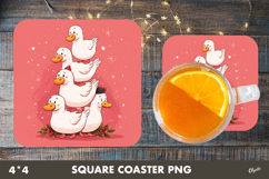 Funny Bird Coaster Sublimation. Christmas Square Coaster Product Image 1