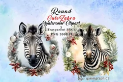 Cute Zebra Watercolor Sublimation Clipart PNG Product Image 1