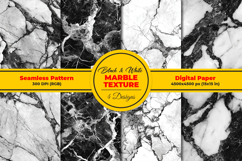 Black &amp; White Marble Texture Seamless Pattern Product Image 1
