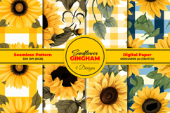 Sunflower Gingham Seamless Patterns Background Product Image 1
