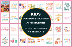 Kids Confidence &amp; Positivity Affirmations Canva templates Product Image 1