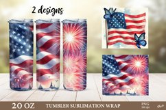 4th Of July Vintage Tumbler Wrap. Independence Day Sublimati Product Image 1