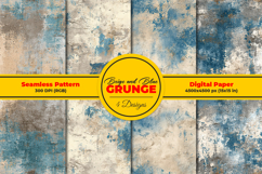 Beige and Blue Grunge Seamless Pattern and Digital paper Product Image 1