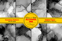 Black and White Alcohol Ink Seamless Pattern Product Image 1