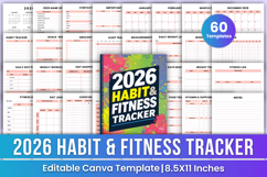 2026 Habit &amp; Fitness Tracker Canva Templates Product Image 1