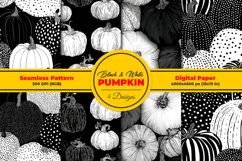 Black and White Pumpkin Seamless Pattern and Digital paper Product Image 1