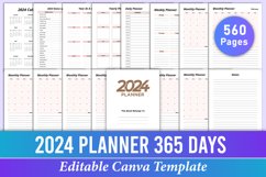 Editable 2024 Planner 365 Days Canva Kdp Interior Product Image 1