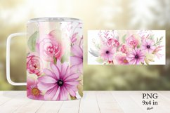 Watercolor Flower Mug PNG. Pink Pastel Flower Mug PNG Product Image 1