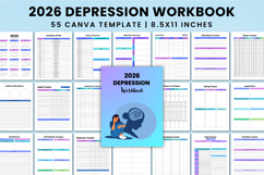 2026 Depression Workbook For Canva KDP Interior Product Image 1