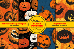 Halloween Scary Pumpkin Seamless Pattern and Digital Paper Product Image 1