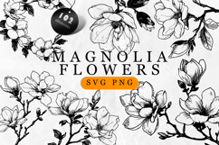 Magnolia SVG - Flowers Line Art SVG Bundle Product Image 1