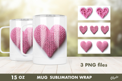 Crochet Pink Heart Mug Sublimation Wrap Product Image 1