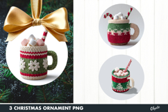 Knitting Coffee Ornament Sublimation PNG Product Image 1