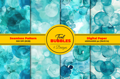 Teal Bubbles Seamless Pattern and Digital Paper Background Product Image 1