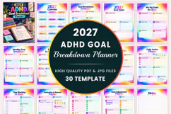 2027 ADHD Goal Breakdown Planner Kdp interiors Product Image 1