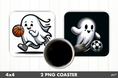 Sports Ghost Coaster, Cute Halloween Ghost Coaster PNG Product Image 1