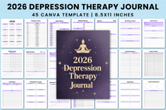 2026 Depression Therapy Journal Canva templates Product Image 1