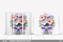 Easter Flower Bouquet Tumbler PNG, 20 OZ Tumbler Wrap Product Image 1