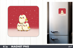 Christmas Cute Bird Magnet, Winter Fridge Magnet PNG Product Image 1