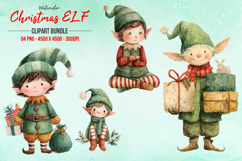 Watercolor Christmas ELF Clipart Product Image 1