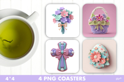 Easter Coaster PNG, Easter Sublimation Design Product Image 1