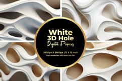 White 3D Hole Digital Paper Product Image 1