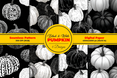 Black and White Pumpkin Seamless Pattern and Digital paper Product Image 1