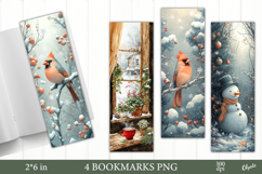 Watercolor Christmas Bookmark PNG, Cozy Winter Bookmark Product Image 1