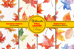 Watercolor Fall Leaves Seamless Pattern and Digital Paper Product Image 1
