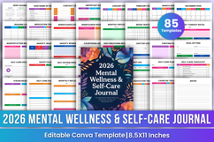 2026 Mental Wellness &amp; Self-Care Journal Canva Templates Product Image 1