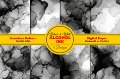 Black and White Alcohol Ink Seamless Pattern Product Image 1