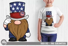 4th of July USA Patriotic Gnome Png Sublimation Design Product Image 2