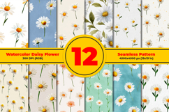 Watercolor Daisy Flower Seamless Pattern and Digital Paper Product Image 1