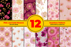 Pink and Gold Flowers Seamless Pattern and Digital paper Product Image 1