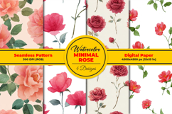 Watercolor Minimal Rose Seamless Pattern and Digital paper Product Image 1