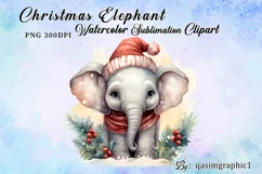 Christmas Elephant Clipart, Baby Elephant Clipart PNG Product Image 1