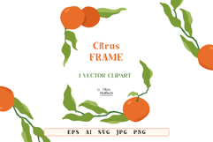 Summer Citrus Frame. Juicy Orange Fruit Vector Border Product Image 1