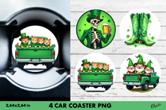Patrick’s Day Car Coaster PNG. Car Coaster Sublimation Product Image 1