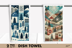 Patchwork Winter Forest Landscape Dish Towel PNG Product Image 1